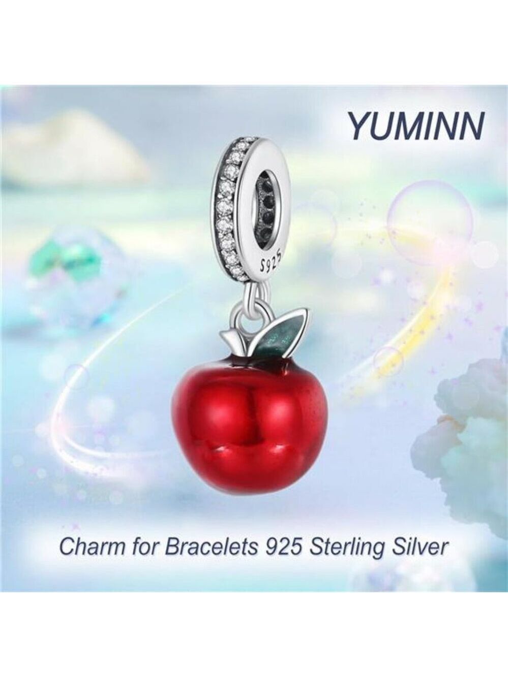 925 sterling silver gold love heart cherry blossom dangle charm fits Pandora bra - Picture 2 of 5